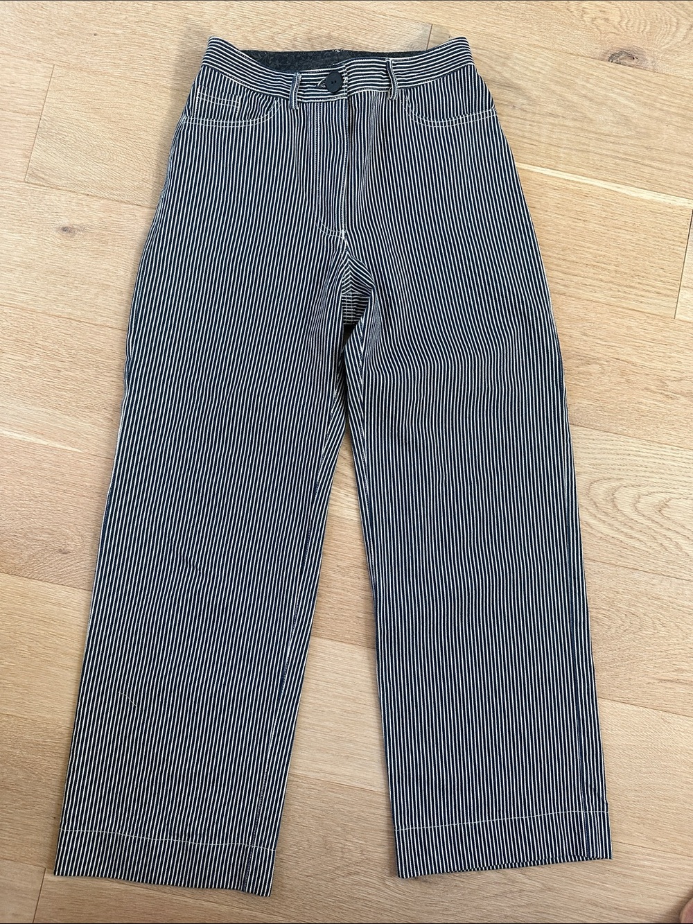 Railroad Stripe High Waisted Pants 30